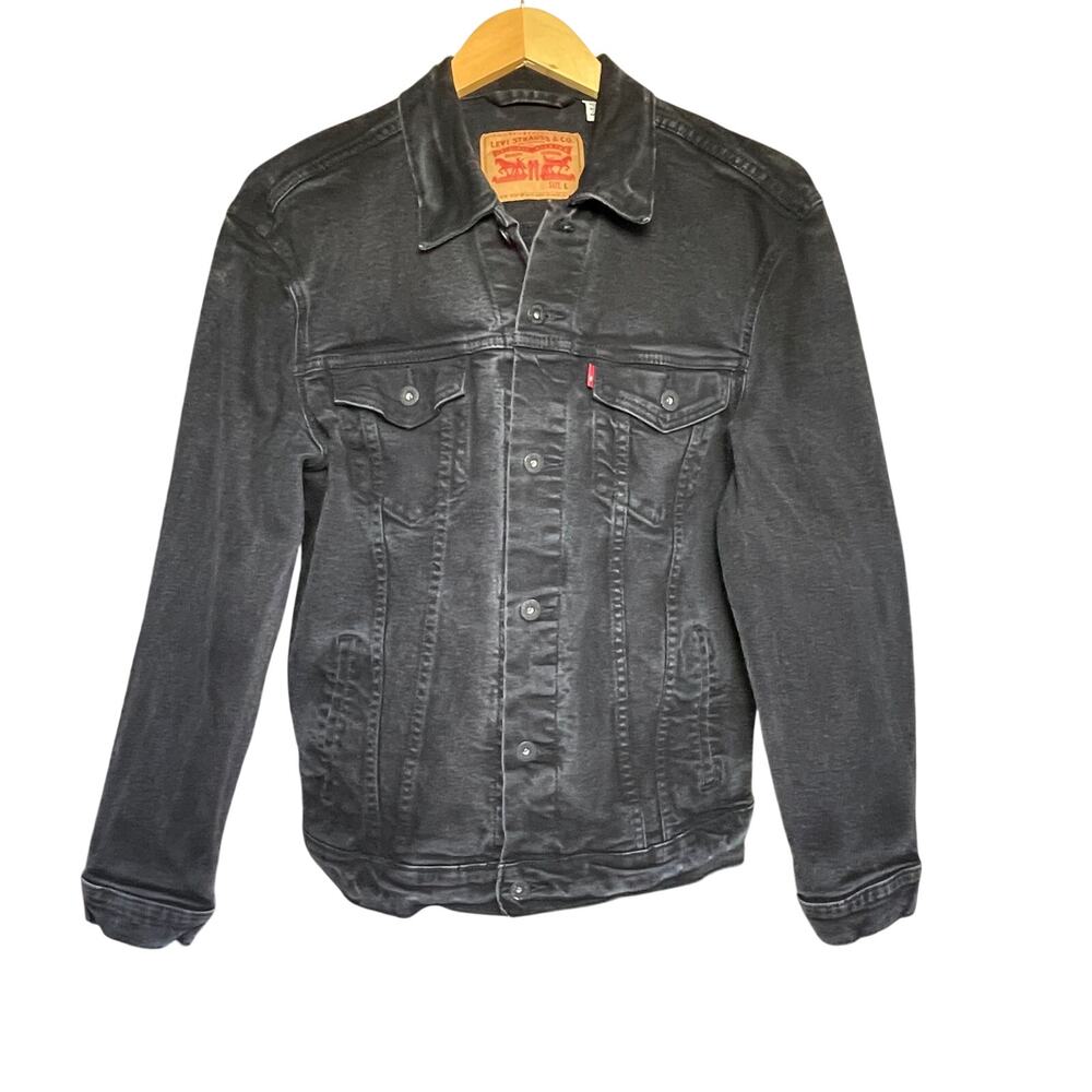 LEVIS Men’s Black Wash Button Front Denim Trucker Jacket large